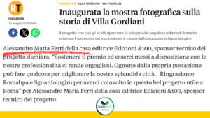 Scopri di più sull'articolo Mostra Villa Gordiani, i giornali parlano di noi: Edizioni &100 al servizio della città